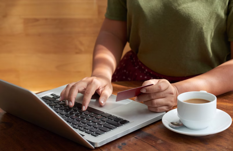Customer completing an online checkout on a smartphone