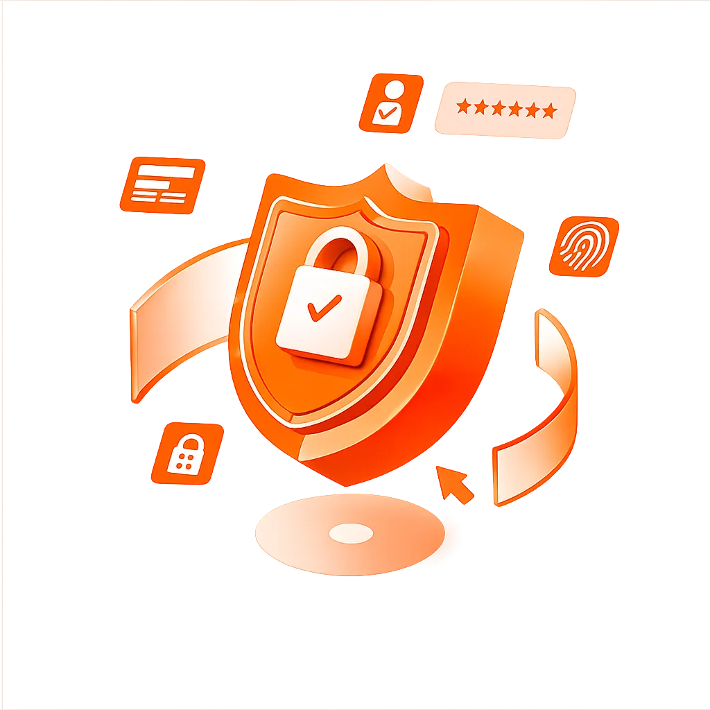 3D security shield representing fraud protection