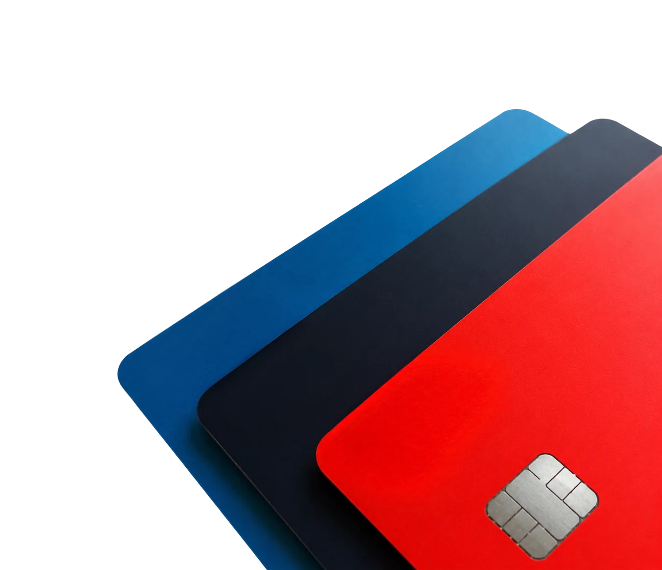 Stack of embossed payment cards